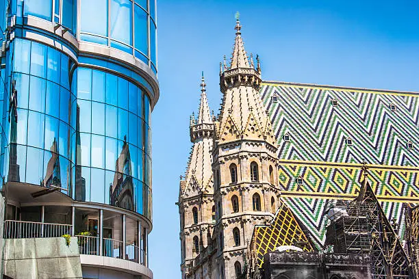 Photo of Haas Haus with St. Stephen's Cathedral in Vienna, Austria