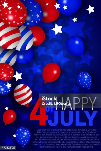 Magnifique Fond Patriotique Vecteurs libres de droits et plus d'images vectorielles de 4 juillet - 4 juillet, Ballon de baudruche, Bleu