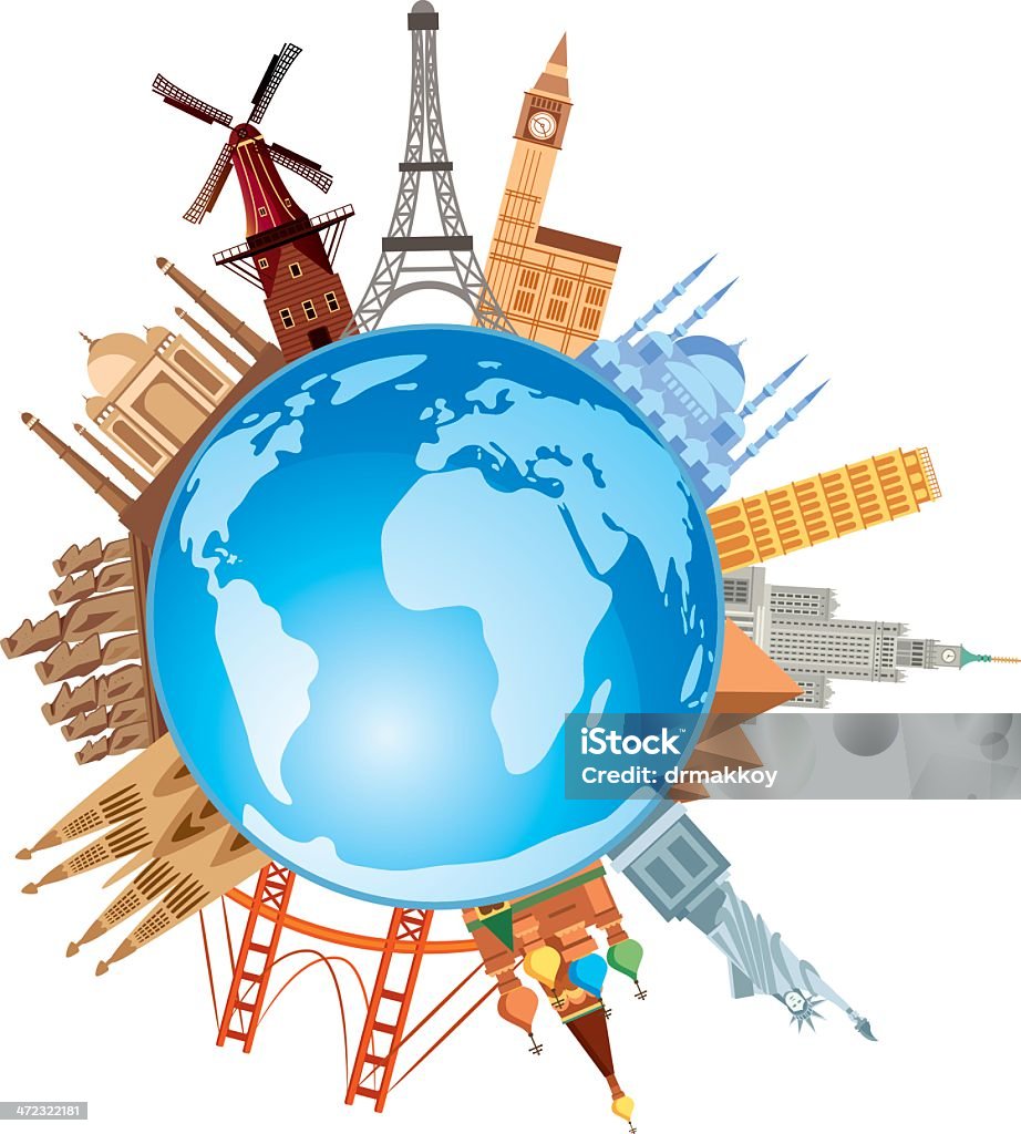 World Travel symboles - clipart vectoriel de Cartoon libre de droits