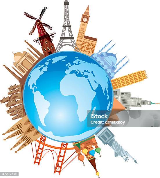World Travel Symboles Vecteurs libres de droits et plus d'images vectorielles de Cartoon - Cartoon, Globe terrestre, Planète