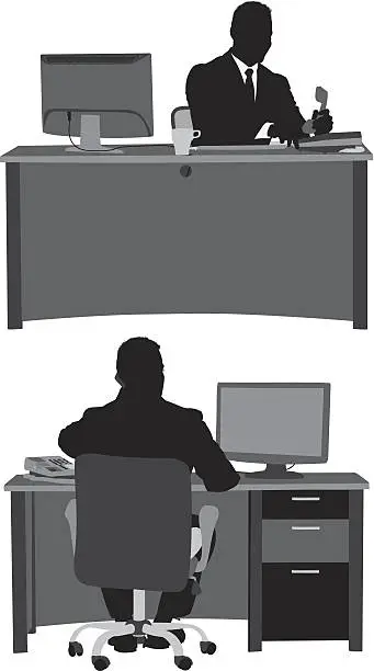 Vector illustration of Businessman at desk