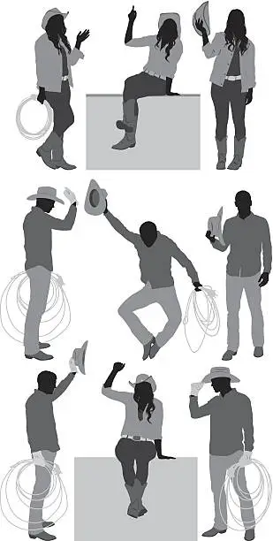 Vector illustration of Cowboy and cowgirl