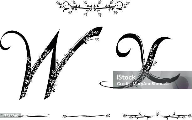 Letters W And X Stock Illustration - Download Image Now - Letter W, Alphabet, Floral Pattern