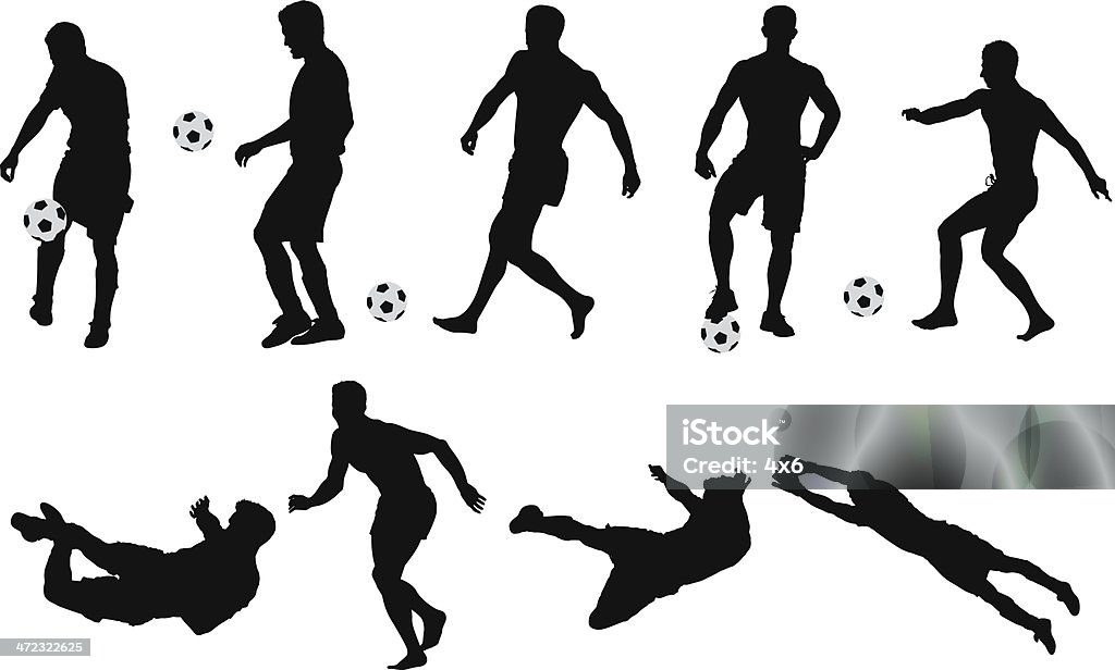 Silhouettes of soccer player Silhouettes of soccer playerhttp://www.twodozendesign.info/i/1.png In Silhouette stock vector