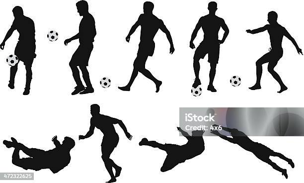 Silhouettes Of Soccer Player Stock Illustration - Download Image Now - In Silhouette, Soccer Player, Soccer
