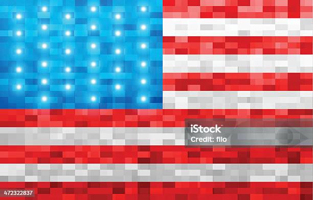 Amerykańska Flaga Pikseli Tła - Stockowe grafiki wektorowe i więcej obrazów Amerykańska flaga - Amerykańska flaga, Pikselowany, 4-go lipca