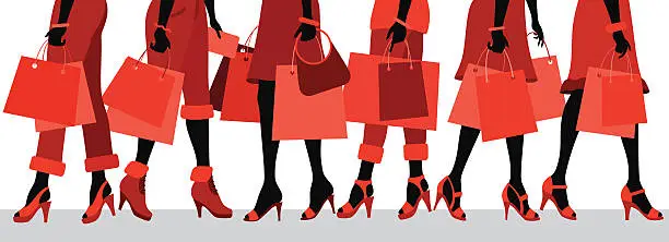 Vector illustration of Shopping Women
