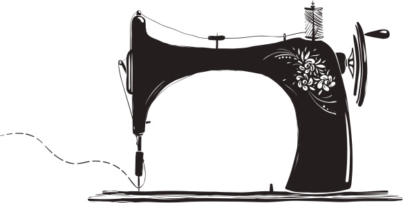 Vintage Sewing Machine Inky Illustration