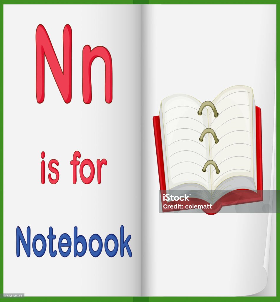 English worksheet Worksheet teaching a letter and word with picture Letter N stock vector
