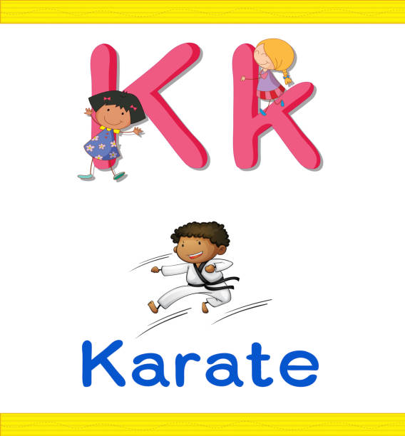 illustrations, cliparts, dessins animés et icônes de alphabet de la feuille de travail savoir - learning letter k small teacher