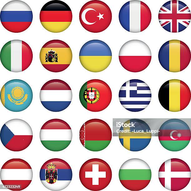Vetores de Bandeiras Ícones Europeia Ronda e mais imagens de Azerbaidjão - Azerbaidjão, Turquia, Alemanha