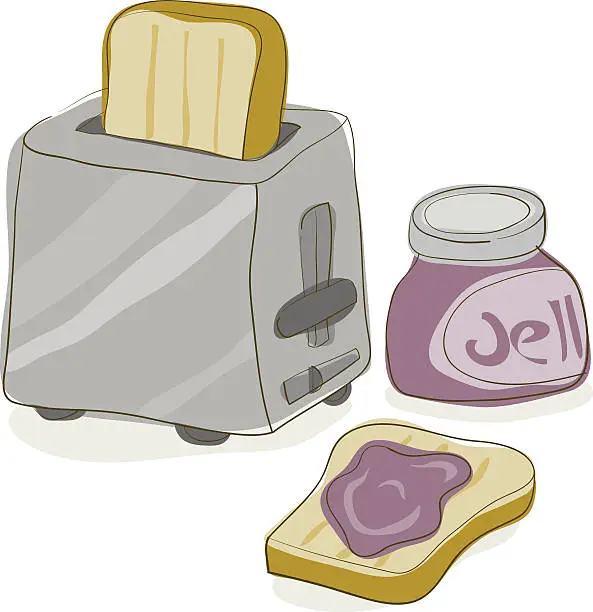 Vector illustration of Toaster with Toast and Jelly