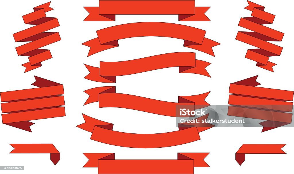 Three Red Big Ribbons Big Red Ribbons Set Isolated On White Background Vector Illustration ...