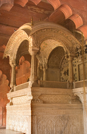 New Delhi, India - April 13, 2007: Throne of Mughal Emperor, Red Fort, Delhi, India