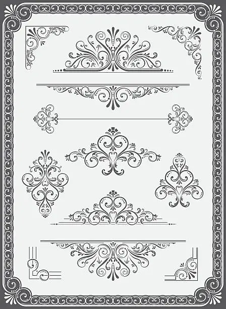 Vector illustration of Vector Ornament - Frame, Dividers, Corners and Scrolls