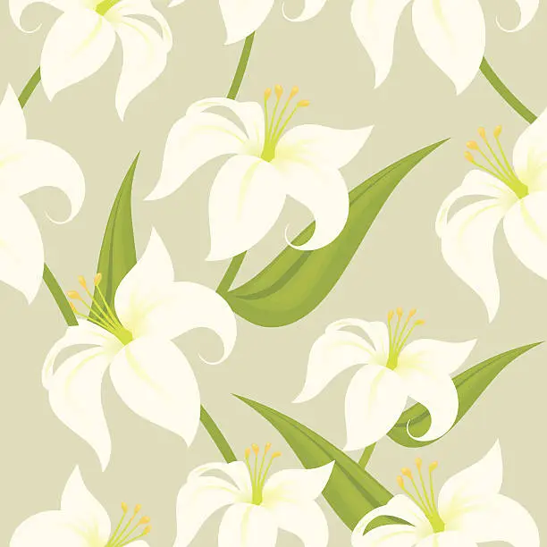 Vector illustration of Seamless Easter Lily