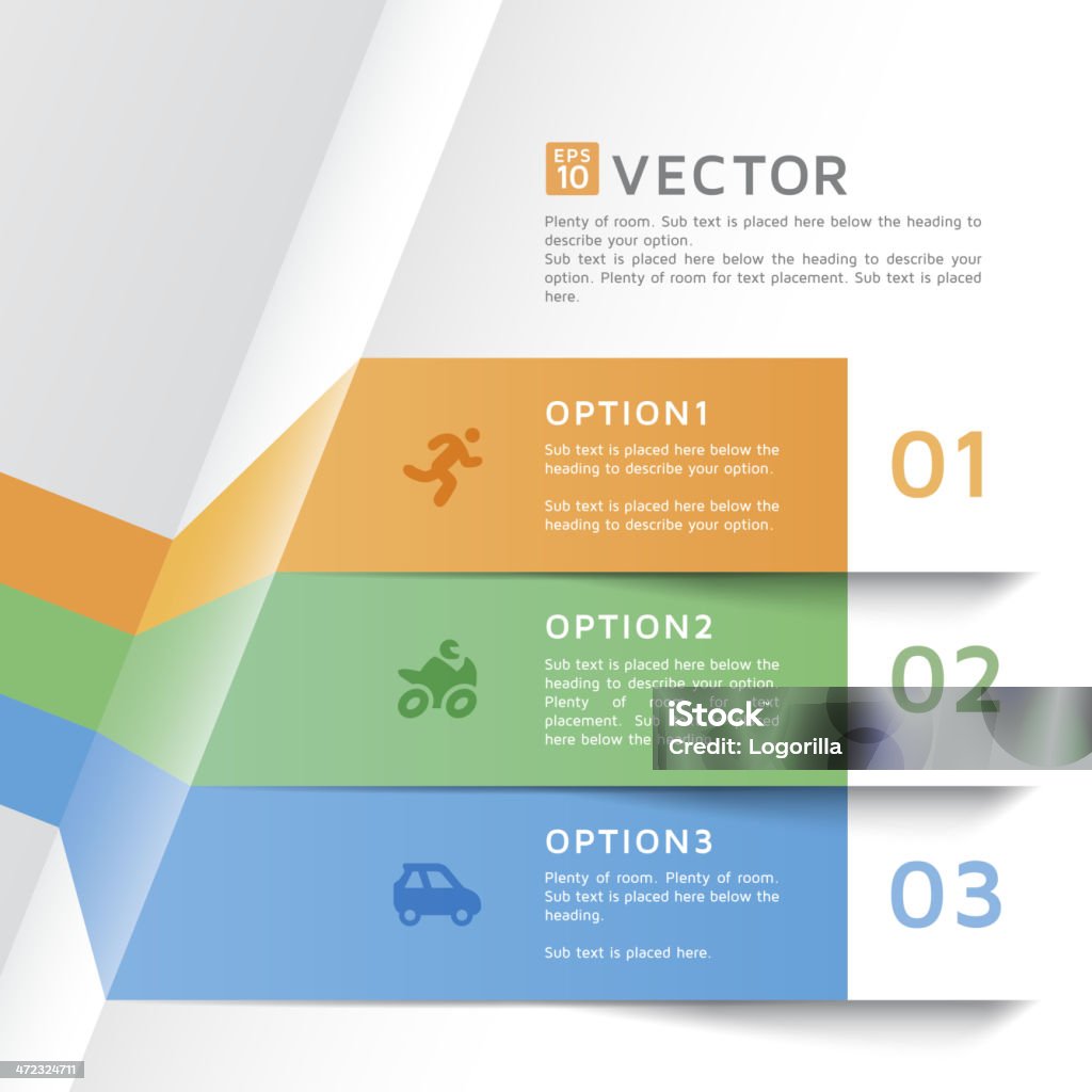 Infographic Background - Options Vector illustration of an infographic background element, displaying 3 options Business stock vector