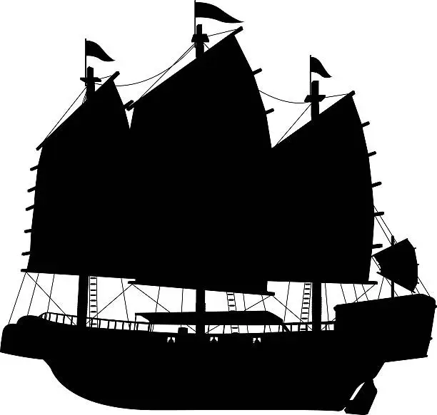 Vector illustration of Chinese Junkboat