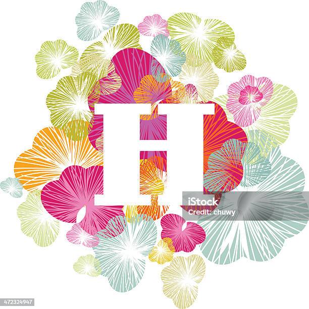 Ilustración de H Letra Mayúscula Inicial Floral Alfabeto y más Vectores Libres de Derechos de Blanco - Color - Blanco - Color, Cuadrado - Composición, Diseño floral
