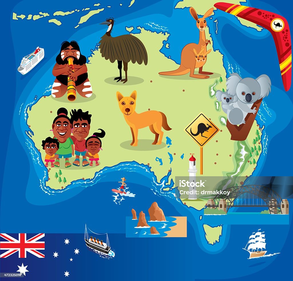 Cartoon map of Australia Cartoon map of Australia  Australia stock vector