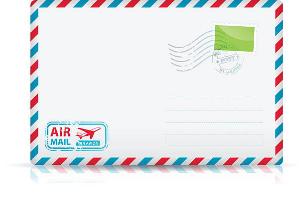 항공 우편 봉투 - postage stamp design element mail white background stock illustrations