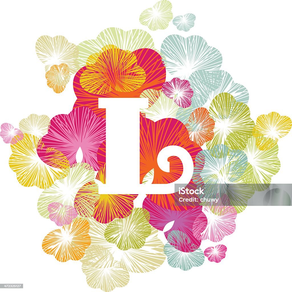 L'alphabet floral, lettres en majuscule initiale - clipart vectoriel de Blanc libre de droits