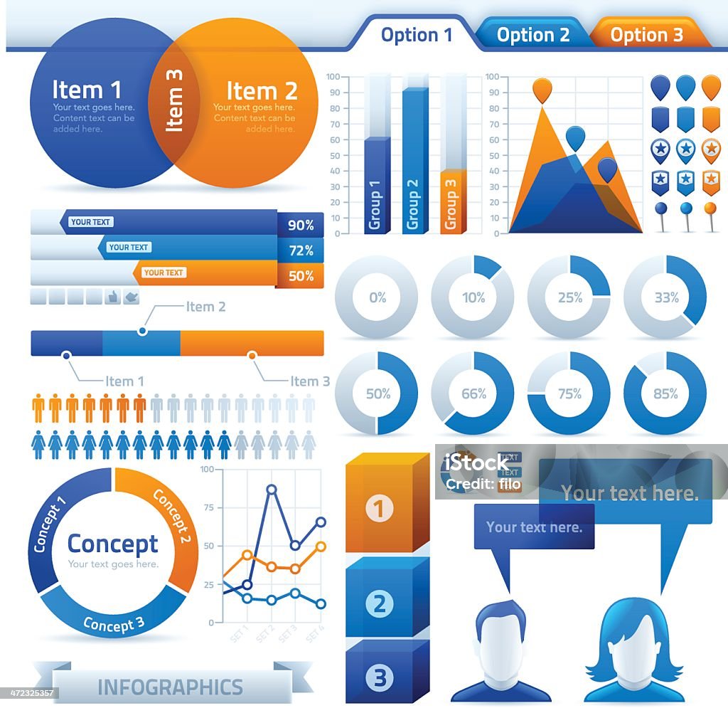 Infográfico e elementos de Design - Royalty-free Gráfico de Barras arte vetorial