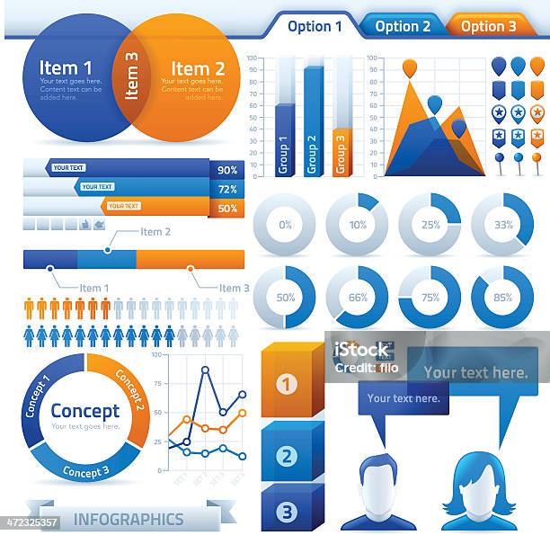 Infográfico E Elementos De Design - Arte vetorial de stock e mais imagens de Gráfico de Barras - Gráfico de Barras, Infográfico, Diagrama Venn