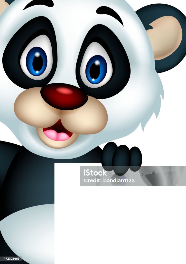 Милая панда Мультяшный, которые позируют с пустым Дорожный - Векторная графика Баннер - знак роялти-фри