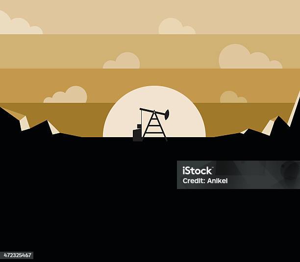 Naftowego Pompy Sylwetki W Zachód Słońca - Stockowe grafiki wektorowe i więcej obrazów Biznes - Biznes, Biznes finanse i przemysł, Chmura