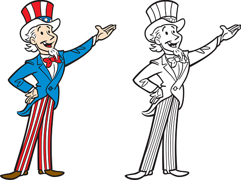 Great illustration of Uncle Sam presenting. Perfect for a Forth of July illustration. EPS and JPEG files included. Be sure to view my other illustrations, thanks!