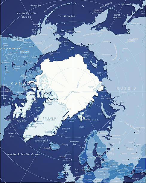 Map Of Arctic Vector illustration of precise map of Arctic region. north pole stock illustrations