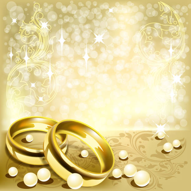 illustrations, cliparts, dessins animés et icônes de anneaux de mariage - wedding vector illuminated square