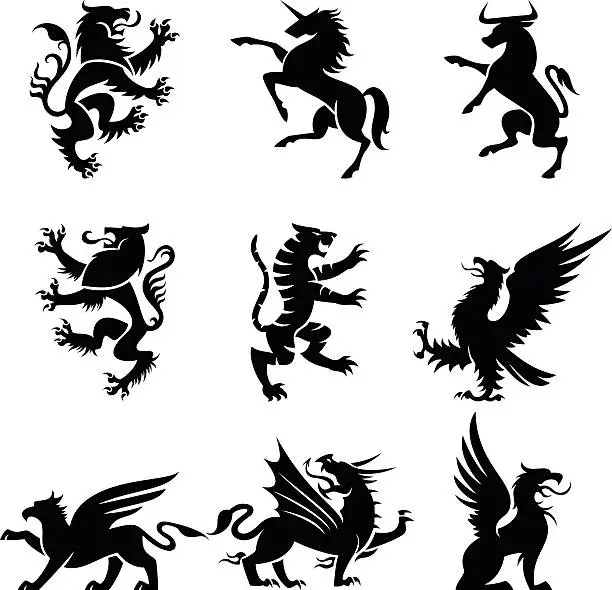 Vector illustration of Heraldry animals