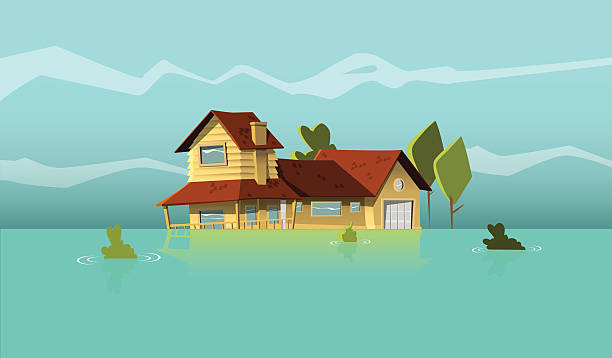 Flooded House Stock Illustration - Download Image Now - Flood, House,  Cartoon - iStock