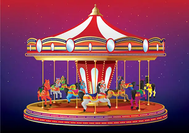 Vector illustration of carousal or merry go round