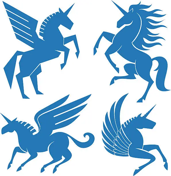 Vector illustration of Set of horses