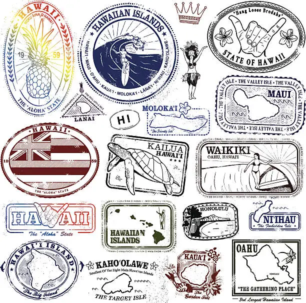 Vector illustration of Hawaiian Stamps Supreme