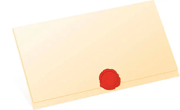 Vector illustration of Old Wax Seal and Folded Letter