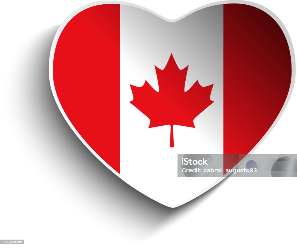 Botão de bandeira de coração de papel Canadá - Vetor de Bandeira royalty-free