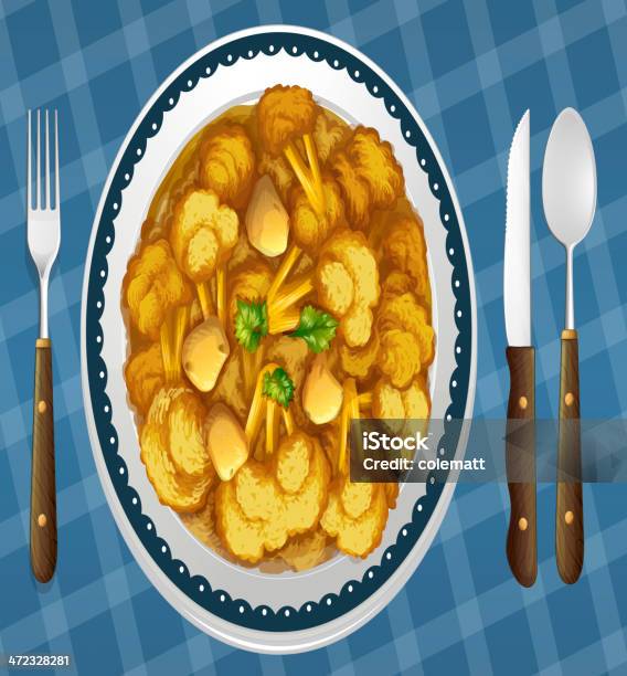 Продукты Питания И Посуда — стоковая векторная графика и другие изображения на тему Без людей - Без людей, Вегетарианское питание, Векторная графика