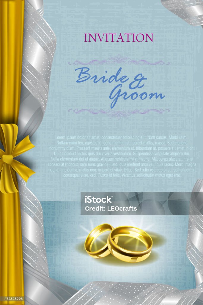 Cartão de convite de casamento bonito - Vetor de Aliança de casamento royalty-free