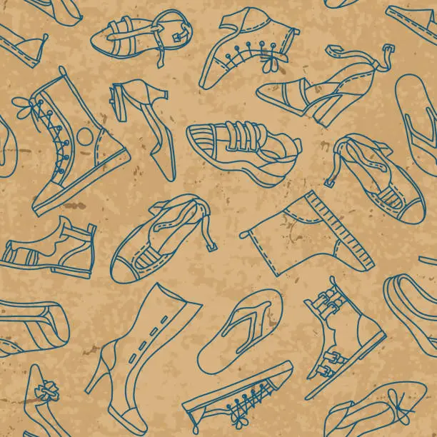 Vector illustration of Seamless pattern with woman shoes