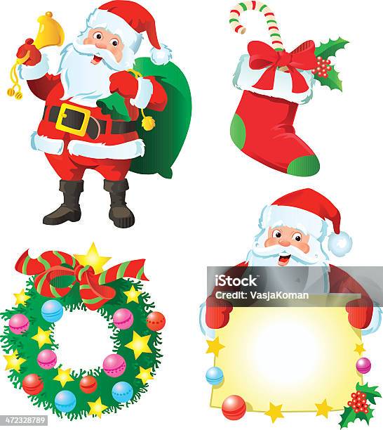 Santas Christmas Set Stock Vektor Art und mehr Bilder von Baum - Baum, Charakterkopf, Comic - Kunstwerk