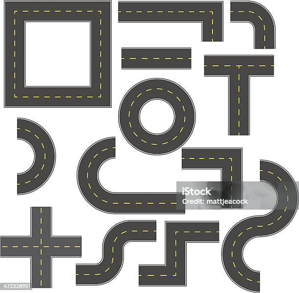 Road Construction Kit Stock Illustration - Download Image Now - Curve, Two Lane Highway, Vector