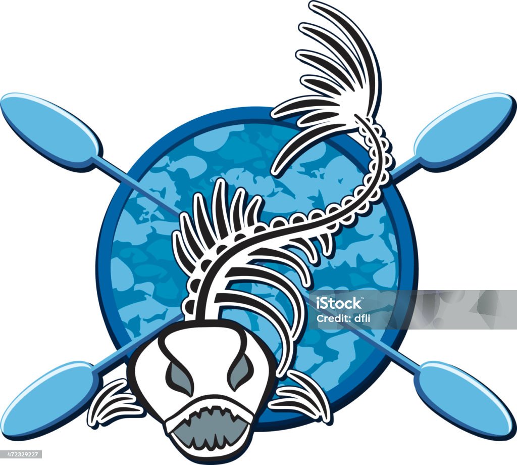 Scheletro di pesca con remi - arte vettoriale royalty-free di Pesce
