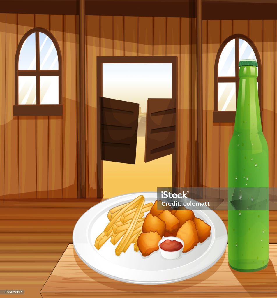 テーブルでのお食事とソーダプレート - イラストレーションのロイヤリティフリーベクトルアート