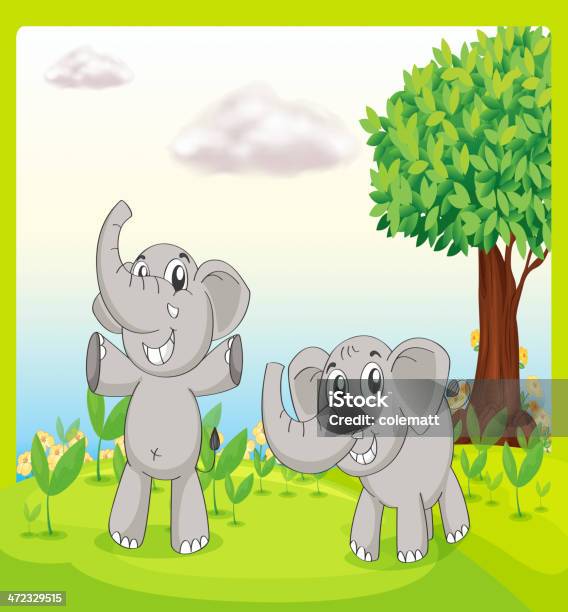 Vetores de Dois Cinza Elefantes e mais imagens de Animal - Animal, Boca Animal, Computação Gráfica