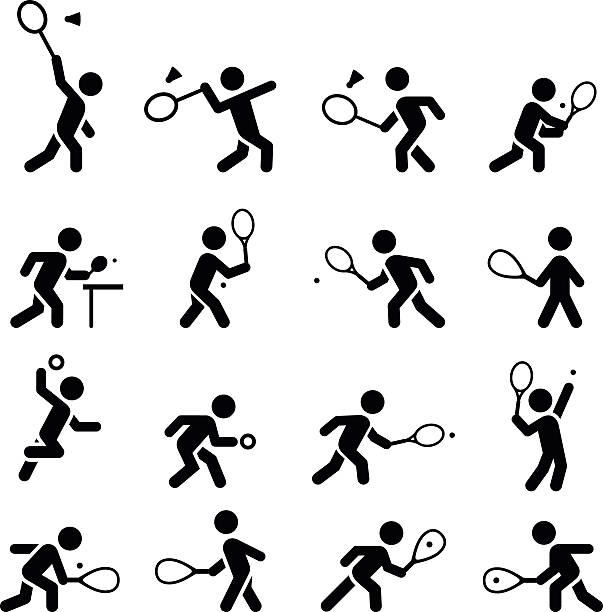 rakieta sportowych serii ikon-czarny - squash tennis stock illustrations