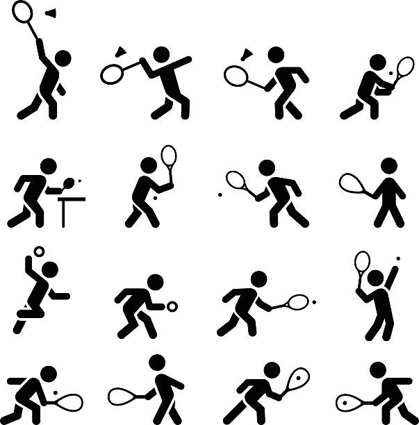 Racket Sports Icons - Black Series Tennis, racquetball, squash, badminton and ping pong icons. Editable vector icons for video, mobile apps, Web sites and print projects. See more icons in this series. racketball stock illustrations